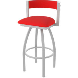 Artemis 25" Swivel Counter Stool, Canter Red Seat, Anodized Nickel Finish