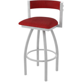 Artemis 25" Swivel Counter Stool, Graph Ruby Seat, Anodized Nickel Finish