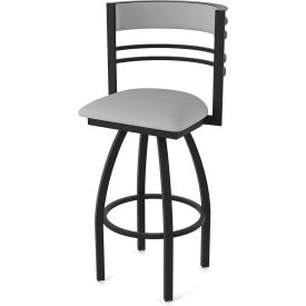 30" Swivel Bar Stool, Canter Folkstone Gray Seat, Black Wrinkle Finish