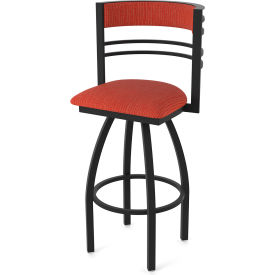 Hunter 30" Swivel Bar Stool, Graph Poppy Seat, Black Wrinkle Finish