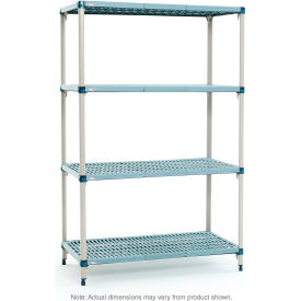 4-Shelf Industrial Shelving Starter Unit, 35-13/16"W x 21-3/8"D x 62-3/16"H, Taupe/Blue
