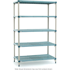 5-Shelf Industrial Shelving Starter Unit, 59-13/16"W x 24-3/8"D x 74-3/16"H, Taupe/Blue
