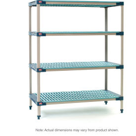 4-Shelf Industrial Shelving Starter Unit, 35-15/16"W x 18-1/2"D x 74-3/16"H, Taupe/Blue