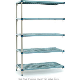 5-Shelf Industrial Shelving Add-On Unit, 47-13/16"W x 24-1/2"D x 74-3/16"H, Taupe/Blue