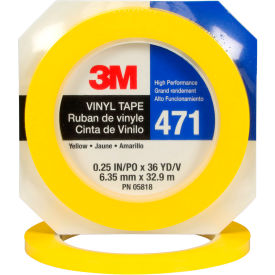 Vinyl Tape, 1/4" x 36 Yds., 5.2 Mil, Yellow, 144 Rolls/Case
