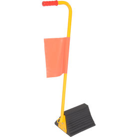 Rubber Wheel Chock with Handle & Flag, 18-13/16"L x 8"W x 37-1/8"H