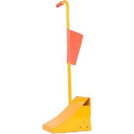 Fabricated Steel Wheel Chock w/ Ergonomic Handle & Flag, 10-3/4"L x 16-3/4"W x 37-3/8"H