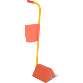 Molded Rubber Wheel Chock with Handle & Flag, 20-7/16"L x 19"W x 37-1/8"H