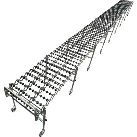 30"W FlexExtend Skate Wheel Conveyor, 3'2" to 12'9"L, HDPE Casters