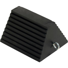 Molded Rubber Wheel Chock with Eye Bolt & Double Jam Nut, 8"L x 9-1/2"W x 6"H