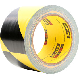 Safety Stripe Vinyl Tape, 3"W x 108'L, Black/Yellow, 12 Roll/Case