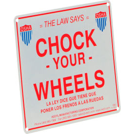 Aluminum Enamel Wheel Chock Sign, 1/16"L x 11-3/4"W x 9-3/4"H