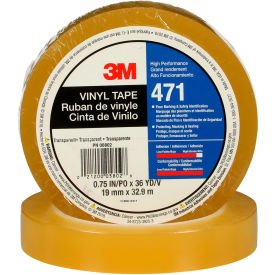 Vinyl Tape, 3/4" x 36 Yds., 5.2 Mil, Transparent, 48 Rolls/Case