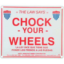 Aluminum Reflective Enamel Wheel Chock Sign, 1/16"L x 11-3/4"W x 9-3/4"H