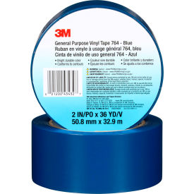 General Purpose Vinyl Tape, 2" x 36 Yds., 5 Mil, Blue, 24 Rolls/Case