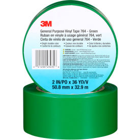General Purpose Vinyl Tape, 2" x 36 Yds., 5 Mil, Green, 24 Rolls/Case