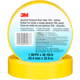 General Purpose Vinyl Tape, 1" x 36 Yds., 5 Mil, Yellow, 36 Rolls/Case