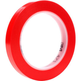 Vinyl Tape, 1/4" x 36 Yds., 5.2 Mil, Red, 144 Rolls/Case
