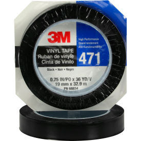 Vinyl Tape, 3/4" x 36 Yds., 5.2 Mil, Black, 48 Rolls/Case