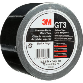 GT3 Premium Matte Cloth Gaffers Tape, 2-13/16" x 54-11/16 Yds., 11 Mil, Black