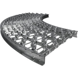 24"W 90 Degree Curve Skate Wheel Conveyor, 5'L, Galvanized Steel, 40 WPF