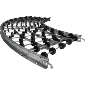 24"W 90 Degree Curve Skate Wheel Conveyor, 5'L, Galvanized Steel, 20 WPF