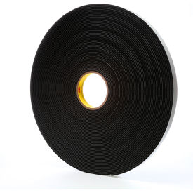 Vinyl Foam Tape, 3/8" x 36 Yds., 125 Mil, Black, 24 Rolls/Case