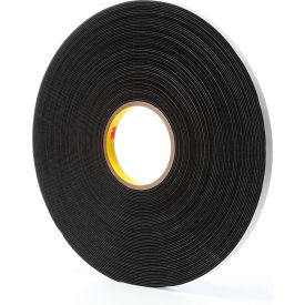 Vinyl Foam Tape, 1/2" x 36 Yds., 62 Mil, Black, 18 Rolls/Case