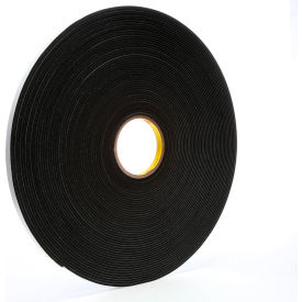 Vinyl Foam Tape, 1/2" x 36 Yds., 125 Mil, Black, 18 Rolls/Case