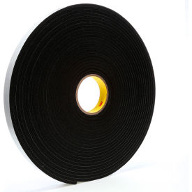 Vinyl Foam Tape, 1" x 18 Yds., 250 Mil, Film Liner, Black, 9 Rolls/Case