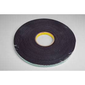 Double Coated Urethane Foam Tape, 1/2" x 36 Yds. 62 Mil, Black, 18 Rolls/Case