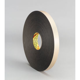 Double Coated Polyethylene Foam Tape, 1/2" x 36 Yds, 62 Mil, Black, 18 Rolls/Case