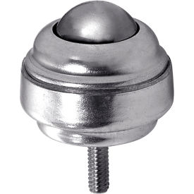 Ball Transfer, Stud Style 1/4-20 Thd, 1" Dia. Stainless Steel, 75 lb. Cap.
