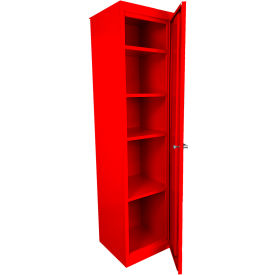 FS-Fixed Shelf Slim Jim Cabinet, 18"W x 18"D x 72"H, Red, All-Welded