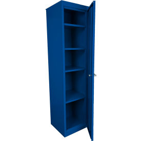 FS-Fixed Shelf Slim Jim Cabinet, 18"W x 18"D x 72"H, Blue, All-Welded