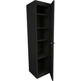 FS-Fixed Shelf Slim Jim Cabinet, 18"W x 18"D x 72"H, Black, All-Welded