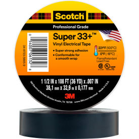 Scotch Super 33+ Vinyl Electrical Tape, 1-1/2"W x 108'L, Black, Pack of 50