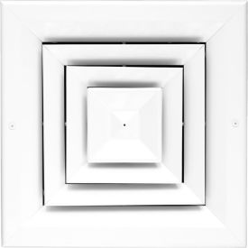 4-Way Fixed Core Aluminum Ceiling Diffuser, 8" x 8", White
