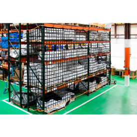 Webbing Pallet Rack Netting, 6" Mesh, 25'L x 12'W, Black/Orange