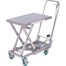 Premium Steel Scissor Lift Cart w/Hand Release, 27-5/8" x 17-3/4" Platform, 300 lb. Cap