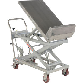 Steel DC Heavy Duty Low Profile Scissor Lift Cart, 33-1/2" x 22" Platform, 1000 lb. Cap