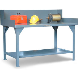 Extreme Duty Shop Table w/Steel Top, Side Guards,1 Shelf, 72"W x 36"D, Dark Gray