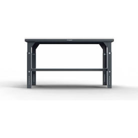 Extreme Duty Shop Table with UHMW Top, 1 Shelf, Adj. Legs, 72"W x 36"D, Dark Gray