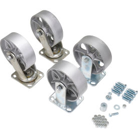 6" x 2" Semi Steel Caster Kit, 8000 lb Capacity, Silver