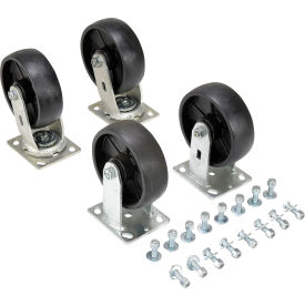 6" x 2" Glass-Filled Nylon Caster Kit, 4800 lb. Capacity, Black