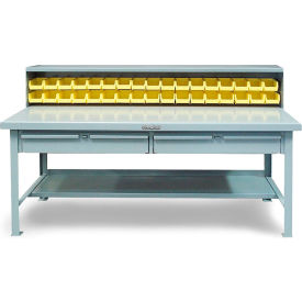 Extreme Duty Shop Table w/ 2 Drawers, Riser Shelf 48"W x 30"D x 48"H, Dark Gray