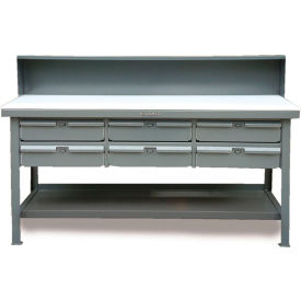 Extreme Duty Shop Table w/ 6 Drawers, Maple Top, 60"W x 36"D x 48"H, Dark Gray