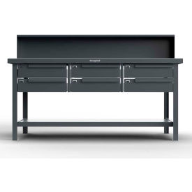 Extreme Duty Shop Table w/ 6 Drawers, ABS Top, Shelf 72"W x 36"D x 48"H, Dark Gray