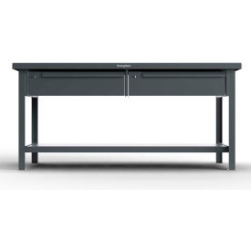 Shop Table w/ 2 Drawers, Steel Top, Shelf 96"W x 36"D x 34"H, Dark Gray