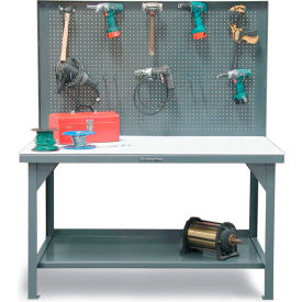 Extreme Duty Shop Table w/ 2 Drawers, Pegboard 60"W x 36"D x 48"H, Dark Gray